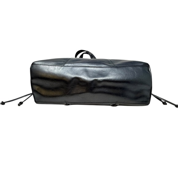 Nine West Y2K Metallic Blue Faux Leather Lace Up Hobo Shoulder Bag Purse Vintage - Picture 4 of 10